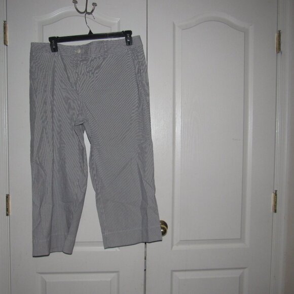 TALBOTS Wide Leg Crop Chino Stripe Pants Plus Size 18W - Picture 1 of 5